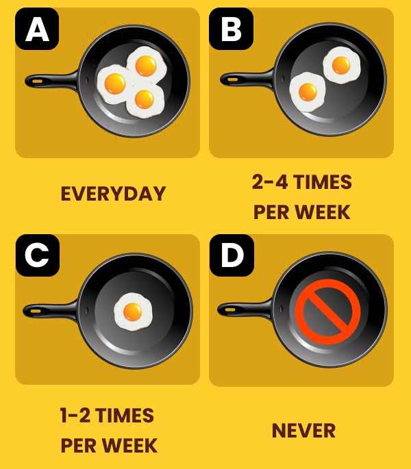 1) everyday 2) 1-2 times per week 3) 2-4 times per week 4)never